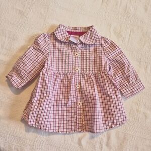 Gymboree girls 3-6 months plaid blouse convertible sleeve VGUC